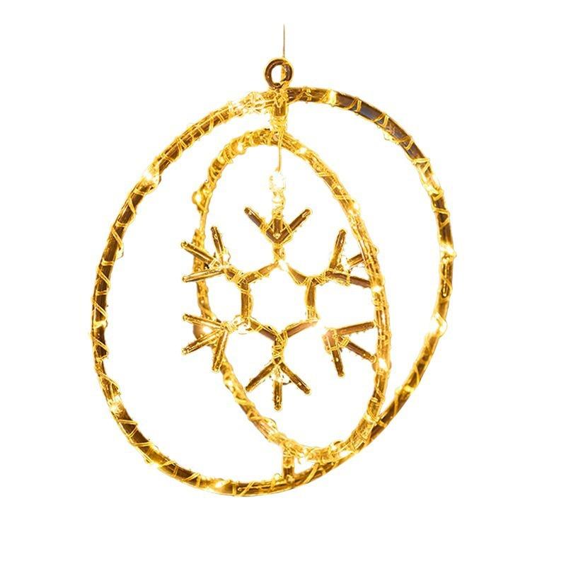 Christmas Decoration 3D Pentagram Moon Elk Snowflakes Hanging Lights for Christmas Windows Holidays