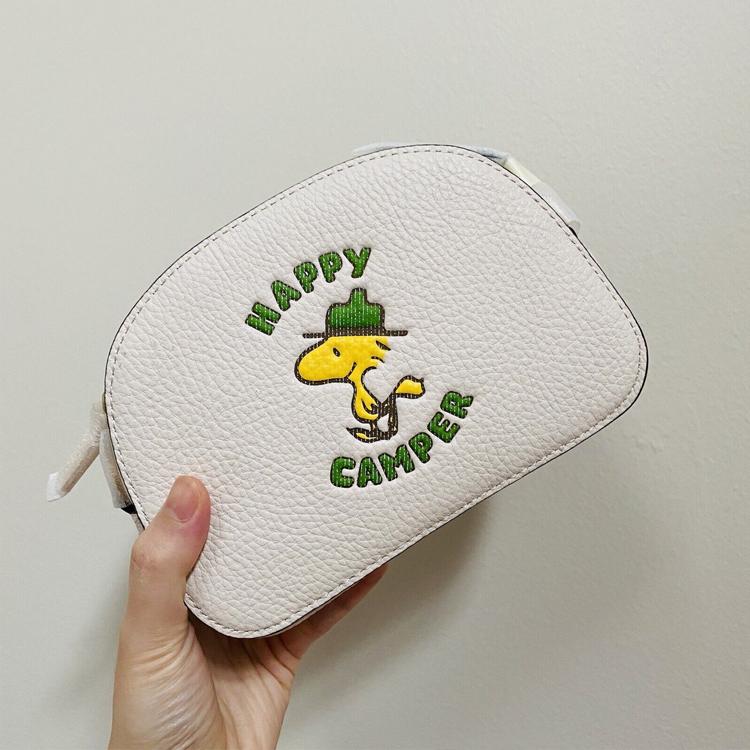 Coach X Peanuts Сотрудничество Серена 16 Хусто Принт Кожаная Мини Сумка Через Плечо Женские сумки Белый C4600-IMCAH