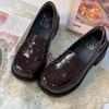 Japanese Round Head Platform Single Shoes Women's Versatile Small Leather Shoes Bow Uniform Shoes Middle Heel Jk Shoes New Autumn