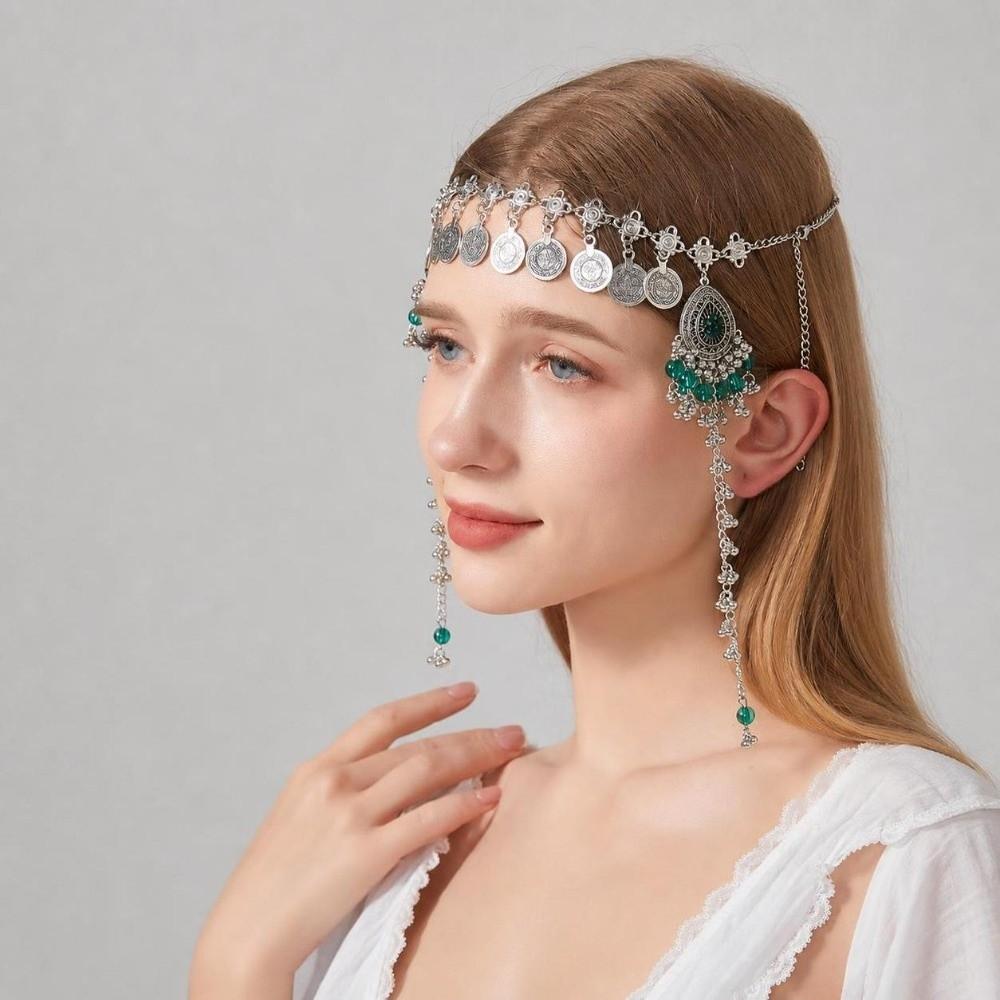 Alloy Forehead Chain Ethnic Style Hair Tassel Chains Trendy Hairband Jewelry Women