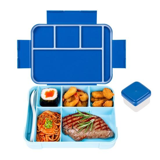 Детский ланч-бокс Bento, герметичный контейнер для закусок для малышей с 6 отделениями и столовыми приборами, лоток для льда, герметичный контейнер для хранения продуктов без содержания бисфенола А
