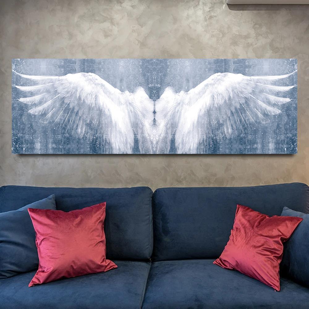 Абстрактные холсты Белые крылья ангела Настенное искусство Холст Плакаты и принты Картины с крыльями для гостиной Домашний декор Cuadros