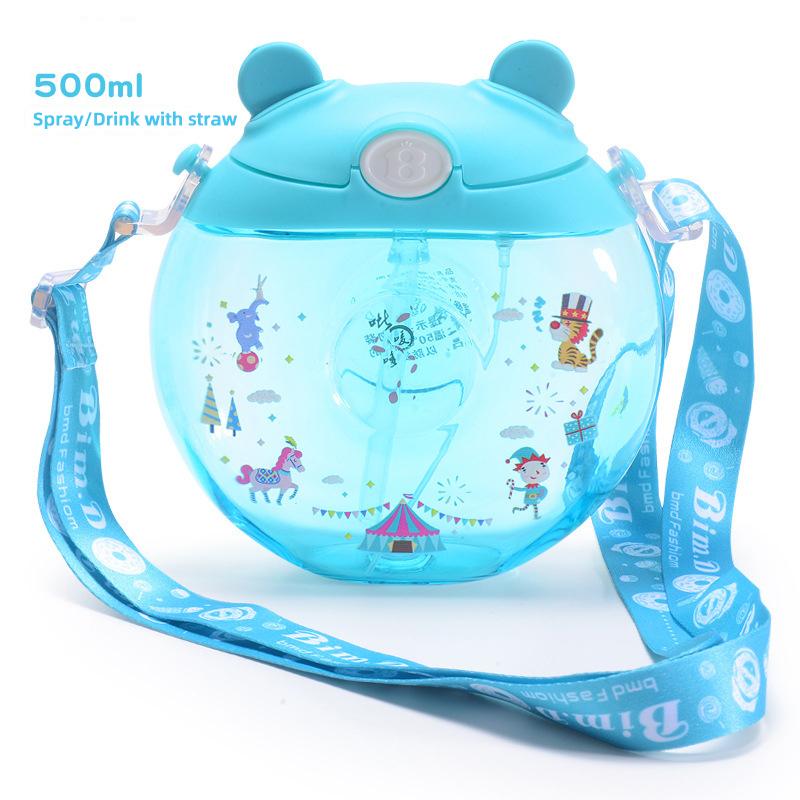 Милая бутылка для воды для девочки, бесплатная доставка, 500 мл, стакан-распылитель с трубочкой, кавайная чашка, портативная детская кружка для питья, оптовая продажа