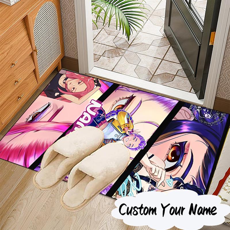 Custom Name Vibrant Anime KPop Carpet, Chair Rug,Area Rug for Office Bedroom living rooms bedroom, Doormat decor Christmas fan gifts