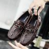 Trend Men Leather Shoes Flat Slip On Breathable Casual Loafers Crocodile Leather Design Fashion Moccasins for Men Zapatos Hombre