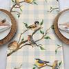 Seliem Spring Birds Tree Branches Table Runner, Buffalo Plaid Check Bluebird Robin Goldfinch Chickadee Home Kitchen Dining Decor, Summer Seasonal