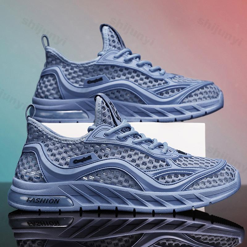 Fashion Men's Shoes 2025 Summer New Hollow Breathable Casual Versatile Mesh Shoes Soft Sole Wear-resistant Running Sports Trendy Shoes
