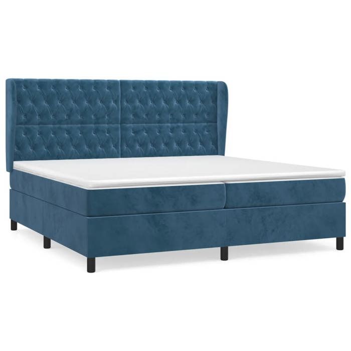 Maison Exclusive - Sommier à lattes de lit et matelas Bleu foncé 200x200cm Velours