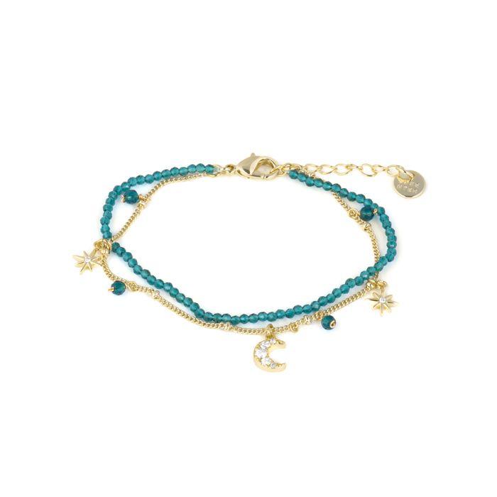 Bracelet - LUXENTER - Ayora - Cristal vert - Finition or jaune 18 carats - Longueur 16+3 cm