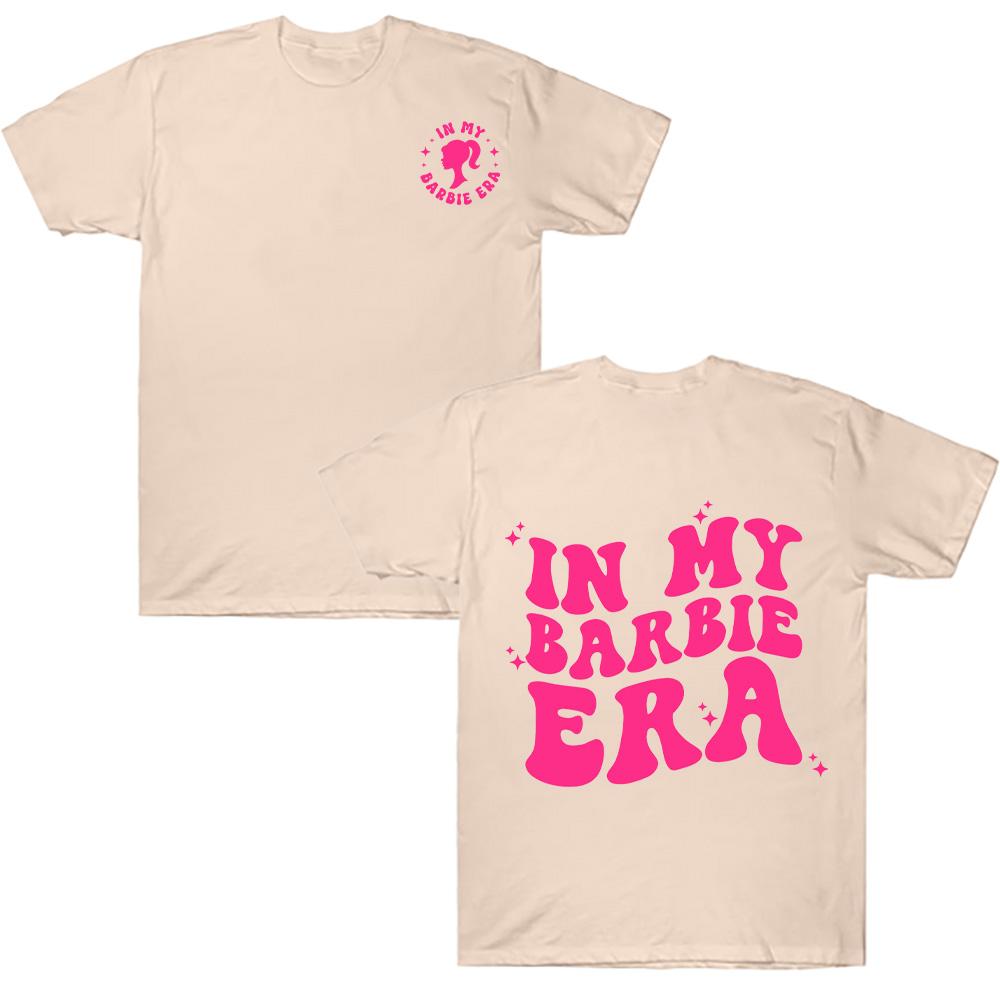 Хлопковые футболки Барби с принтом 'Моя эра Барби', милые летние топы с коротким рукавом для девочек, модный женский подарок
