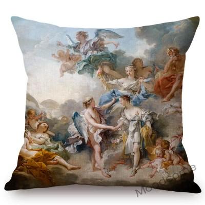 French Royal Painting Francois Boucher Ancient Greek Myth Venus Cupid Angels Floral Retro Decor Throw Pillow Case Cushion Cover