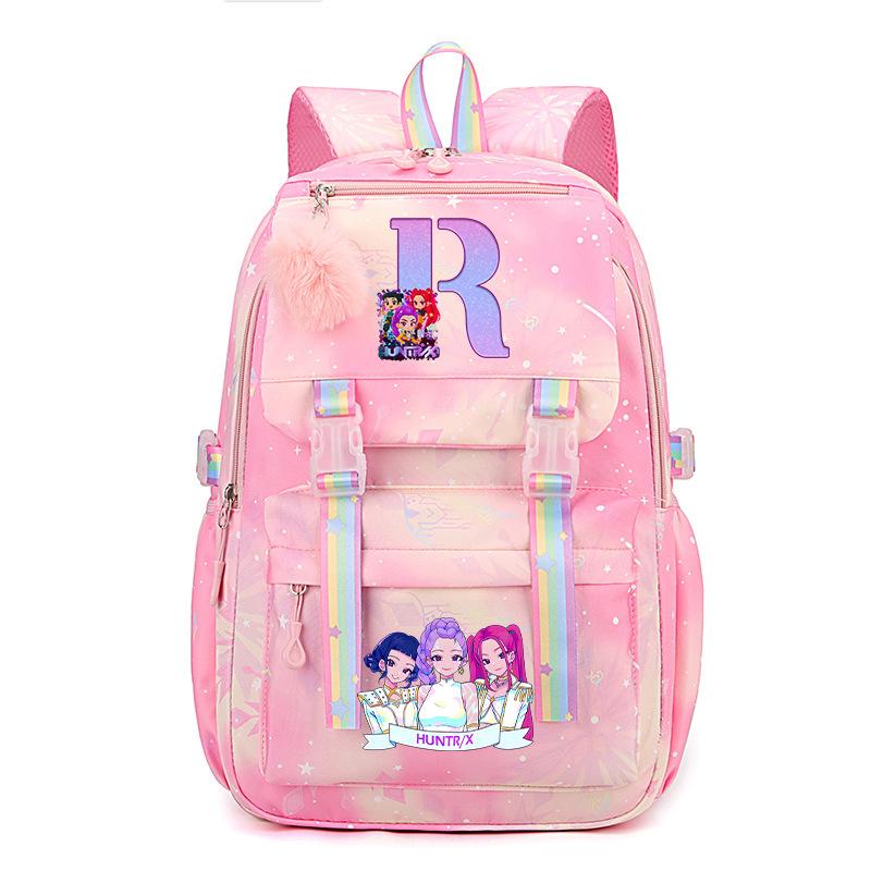 Anime Cartoon Letter Print Pink Backpack Leisure Periphery Large Capacity Backpack Student Bag