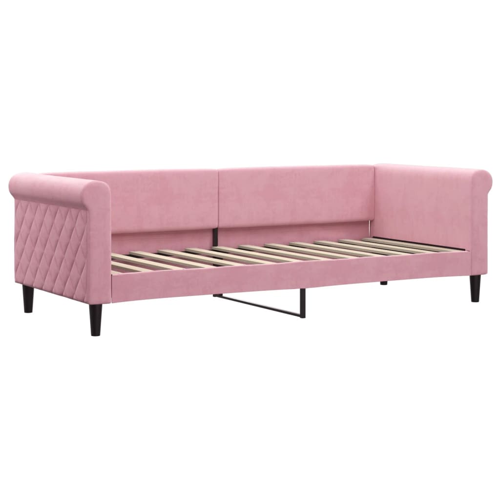 Pull Out Daybed with Drawers Pink 80x200 cm Velvet