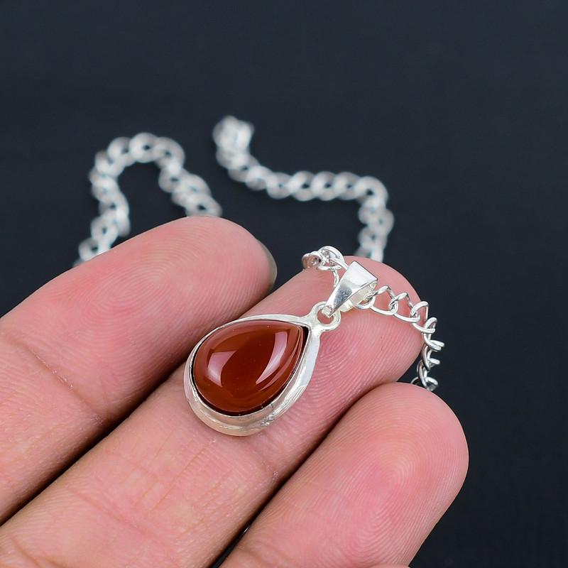 Подвеска из красного оникса, изготовленная вручную из полированного серебра 925 пробы, с современным дизайном, подарок на свадьбу, день благодарения