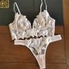 Европейские и американские женщины, сексуальный комплект с бюстгальтером и трусиками с глубоким V-образным вырезом, комплект кружевного нижнего белья с вышивкой, ультратонкий комплект нижнего белья с эффектом пуш-ап