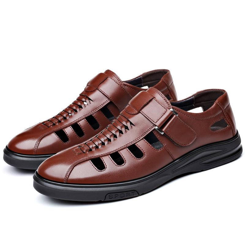 Men Sandals Cozy Hollow Non-slip Soft Cool Lighted Breathable All-match Classic Wearable Fashion Casual Leather Sandals