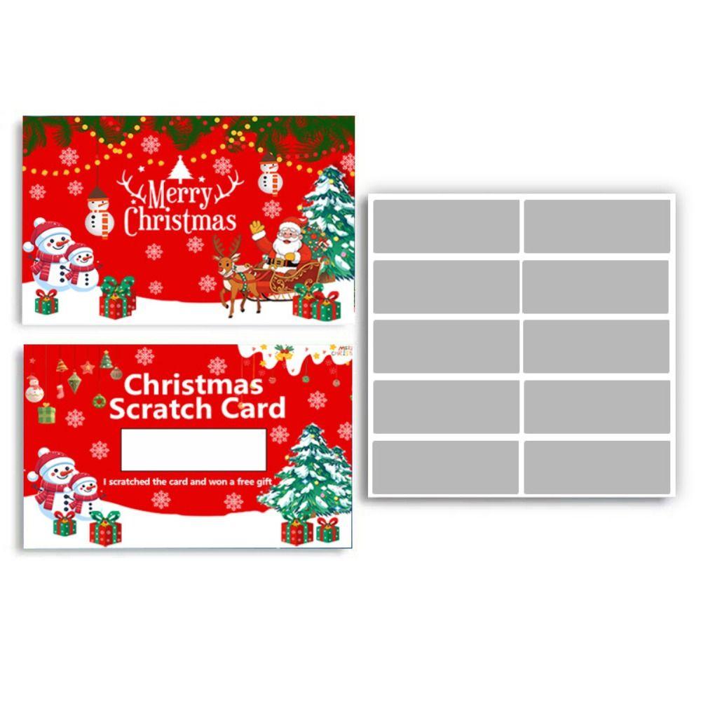 50Pcs/Set DIY Christmas Scratch Off Cards Cartoon Kids Christmas Reward Cards Christmas Party