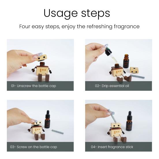 Car Air Fresheners Wooden Robot Figurine with Swinging Legs Car Outlet Ventilation Perfume Clips Car Dashboard Decoration