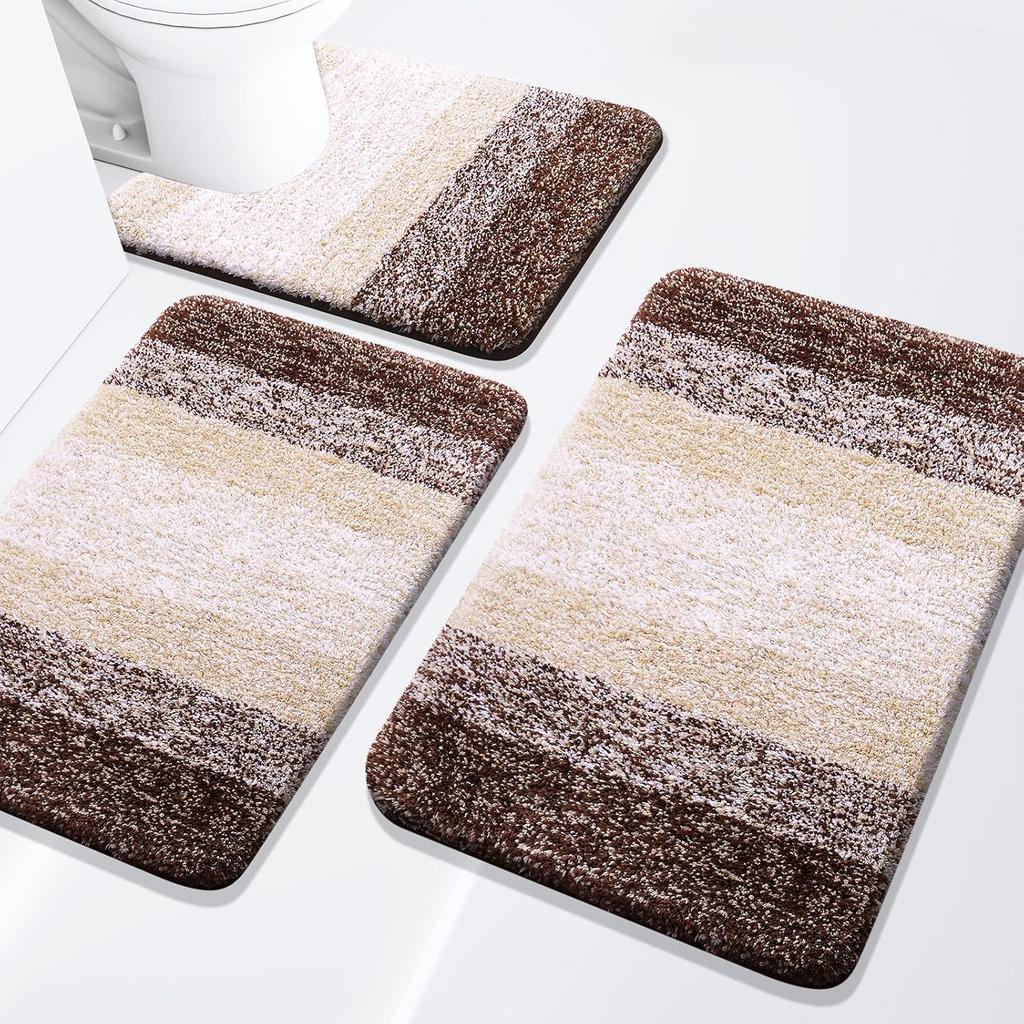 Набор ковриков для ванной 3 штуки, Очень мягкие и впитывающие коврики для ванной, Машинная стирка и сушка ковриков для ванной для ванной комнаты, туалета