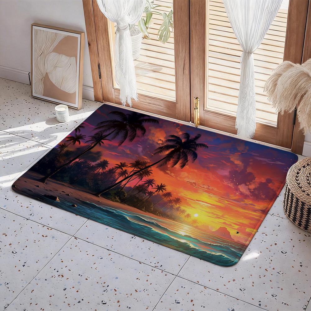 Plant P Palm Floor Mat Eco Flannel Doormat Non Slip Odorless Indoor Floor Rug Soft Short Plush Home Mat