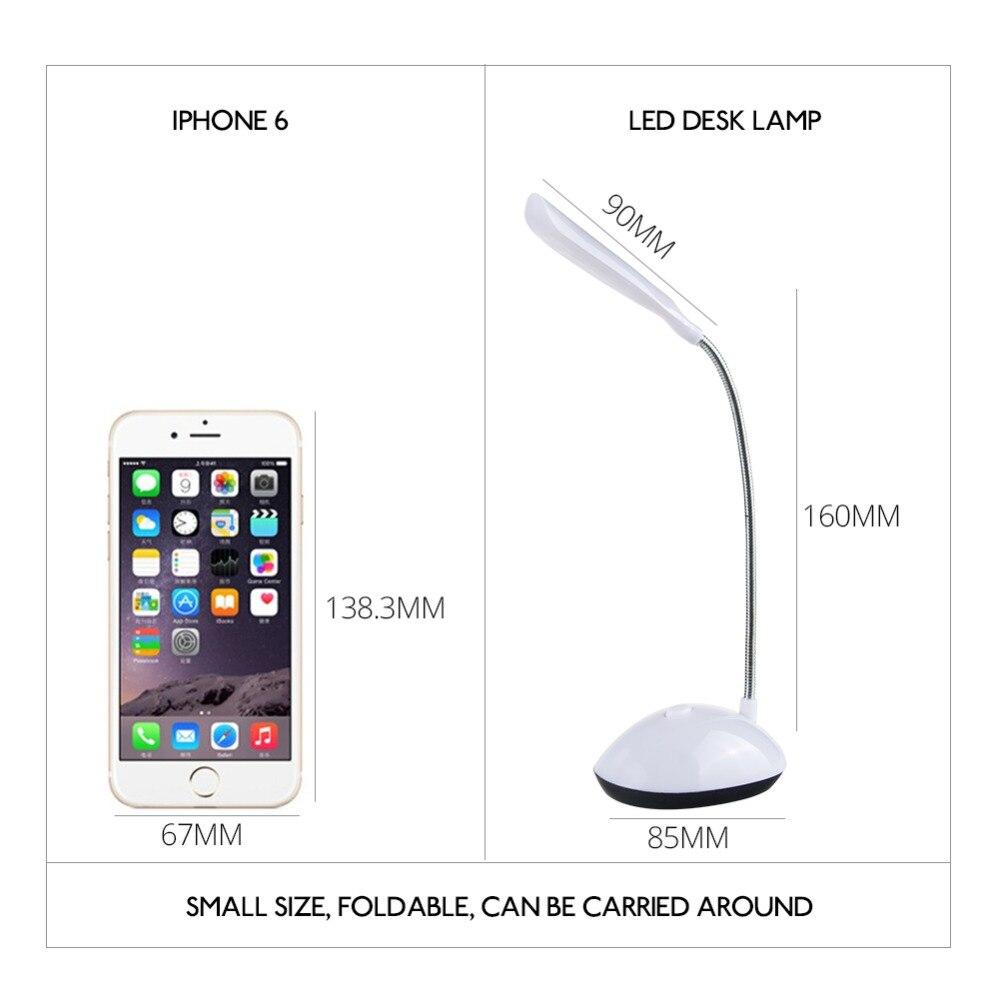 Мини светодиодный светильник, гибкая настольная лампа, портативная лампа для чтения, книжный светильник, 4 светодиода на батарейках, настольная лампа для чтения книг, ночник