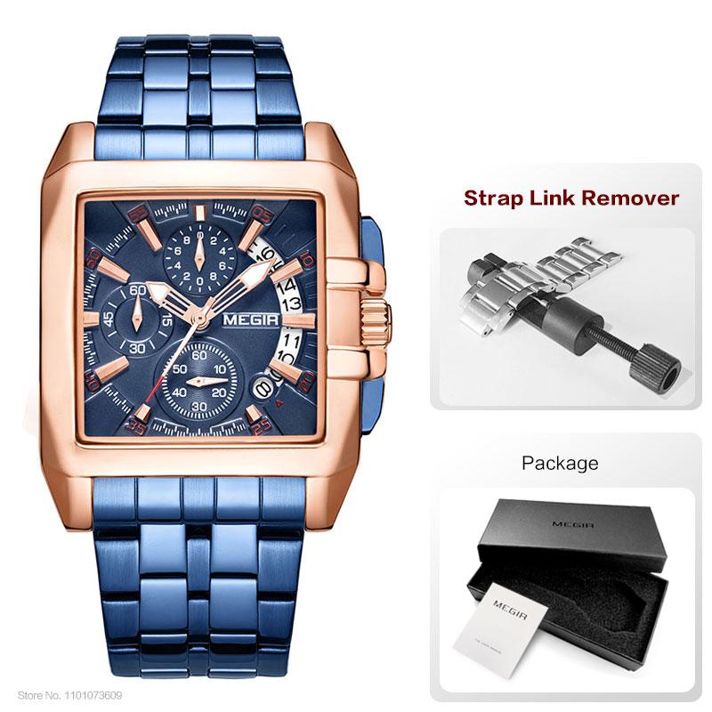 Megir New Business Men's Quartz Watches Fashion Brand Chronograph Wristwatch for Man Hour for Male with Calendar