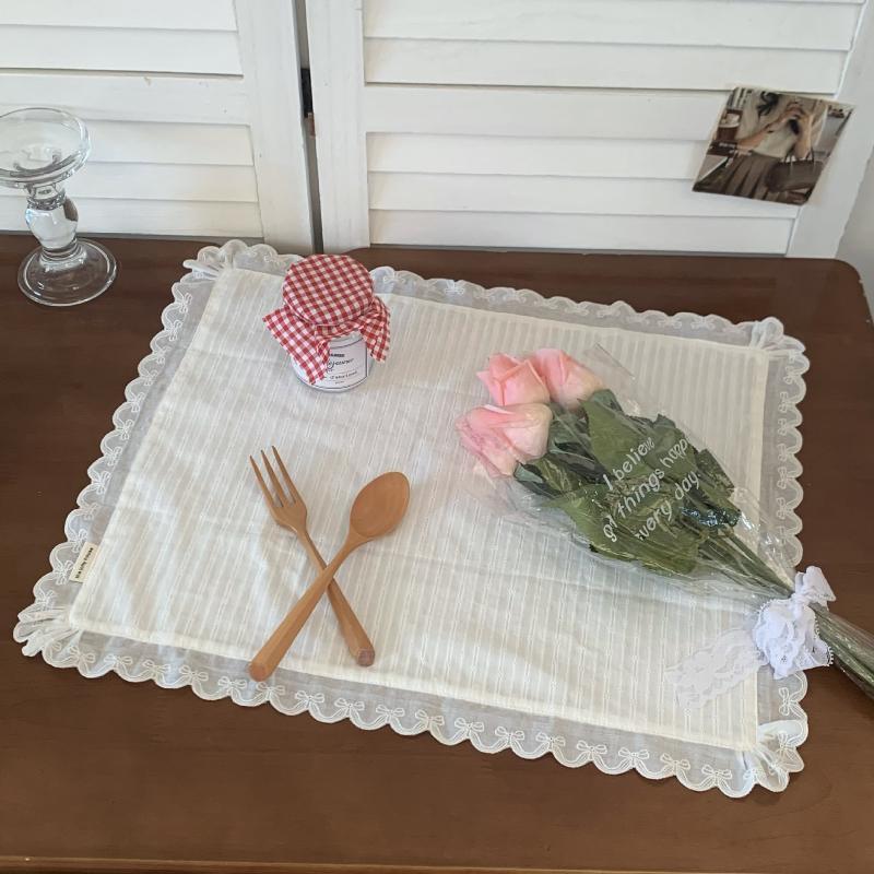 Мягкие кружевные салфетки-подставки в корейском стиле с оборками, нескользящие, пылезащитные подкладки на стол для гостиной, декор журнального столика