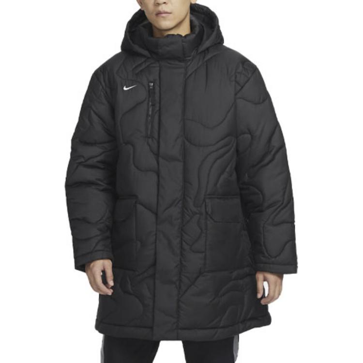 Nike Мужские пуховики Черные с капюшоном Умеренные FB6337-010
