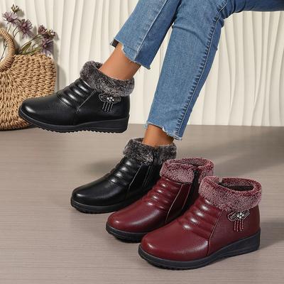 Модные новые зимние женские ботинки, толстые плюшевые ботильоны, женские ботинки на молнии, удобные уличные зимние ботинки, модная хлопковая обувь, Botas De Mujer