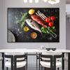 Fish Vegetable Spices Canvas Painting Modern Kitchen Posters and Prints Wall Art Food Pictures for Living Room Decoration Mural