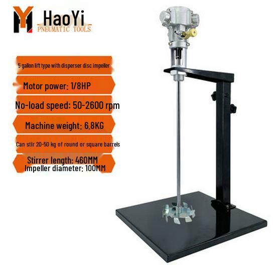 5-Gallon Stainless Steel Pneumatic Mixer, Explosion-Proof, Handheld Lifting Platform for Paint and Ink.