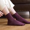 Женские хлопковые носки до середины икры – однотонные, высокоэластичные, универсальный фасон «пузырь» для осени и зимы.