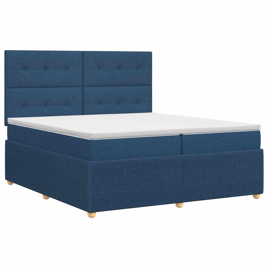 Box Spring Bed with Mattress and Headboard Blue 160 x 200 cm Fabric