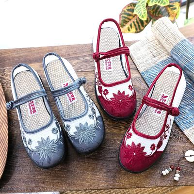 Qilu Global Old Beijing Cloth Shoes Mom Mesh Shoes Летние дышащие сетчатые туфли в старинном стиле с вышивкой
