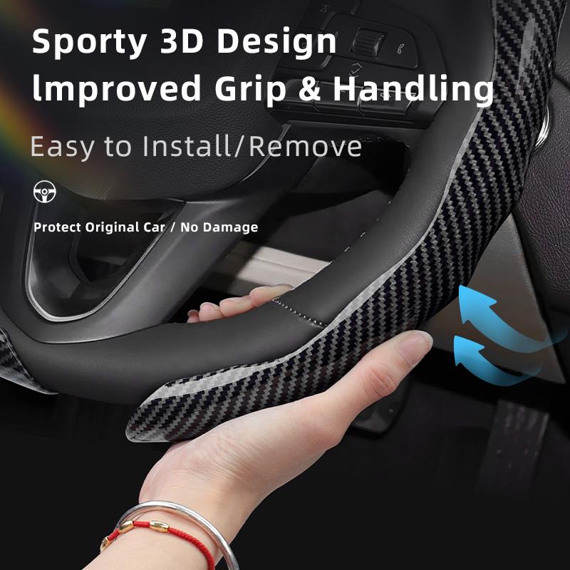Suitable for Cadillac Carbon Fiber Texture Steering Wheel Cover Snap-On Wave-Shaped Sports Design Prote