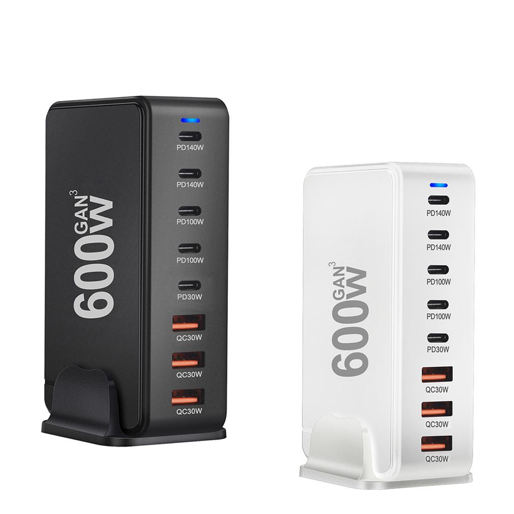 Зарядная станция 600 Вт с 8 портами, адаптер для быстрой зарядки USB C, умное высокоскоростное зарядное устройство со светодиодным индикатором