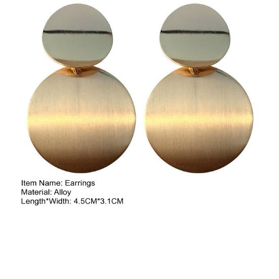 1 пара сережек-гвоздиков с геометрическим рисунком, блестящий металл, маленький, большой, круглый лист, изящный, минималистичный, гипоаллергенный