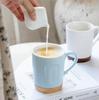 Modern Simple Office Coffee Cup with Wooden Mat Ceramic Relief Cup High Value Mug Home Exquisite Drinking Cup