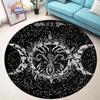 Pentagram Carpet Moon Satanic Round Rug Skull &  , Wicca  White  On Black  Goth Home Decor Chair Mats