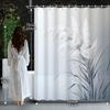 [Современный ботанический] Водостойкая шторка для душа - Растительный дизайн Полиэстер, Верх на люверсах, Машинная стирка, Декор для ванной комнаты