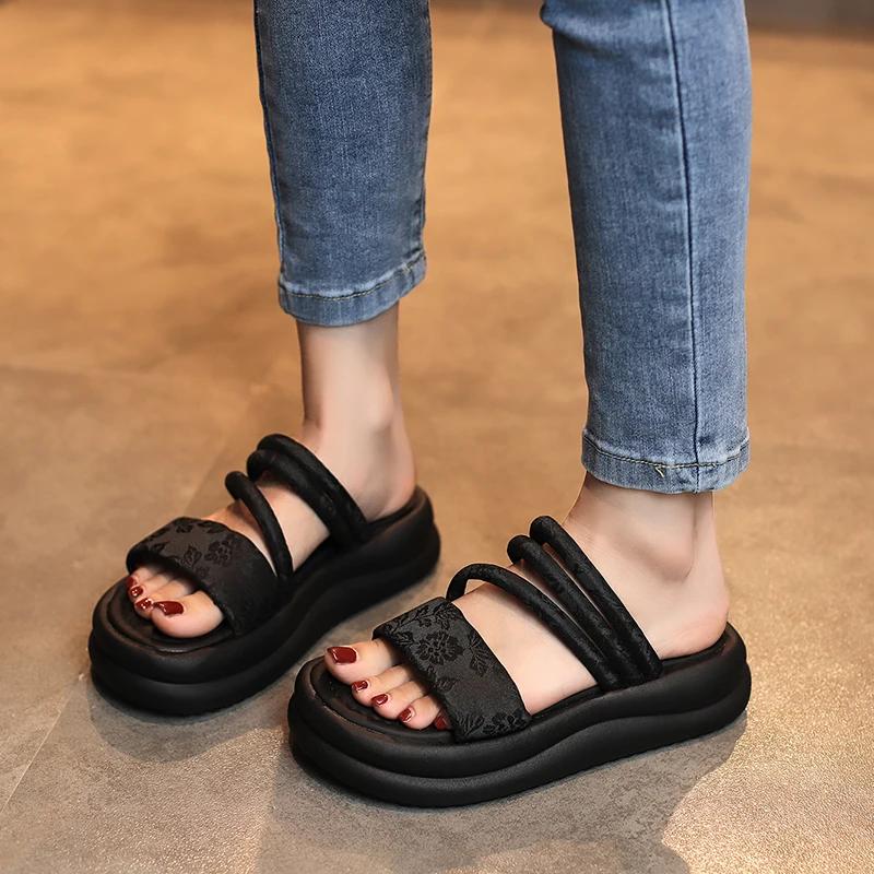 Fashion Design Open Toe Women Sandals Summer Fashion Narrow Band Dress Shoes Platform Wedges Heel Ladies Ankle Strap Gladiator Sandalias