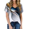 Fashion Spring Abstract Print Blouses Short Sleeved V-Neck T Shirts Casual