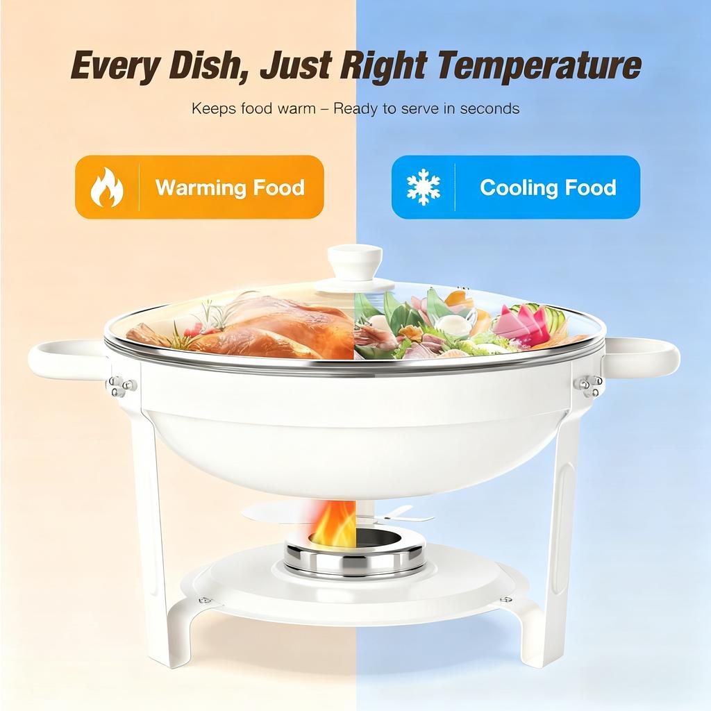 Белые мармиты для фуршета со стеклянной крышкой (5QT, 1-2-4 шт.), Штабелируемый, Держатель для крышек для вечеринки, свадьбы