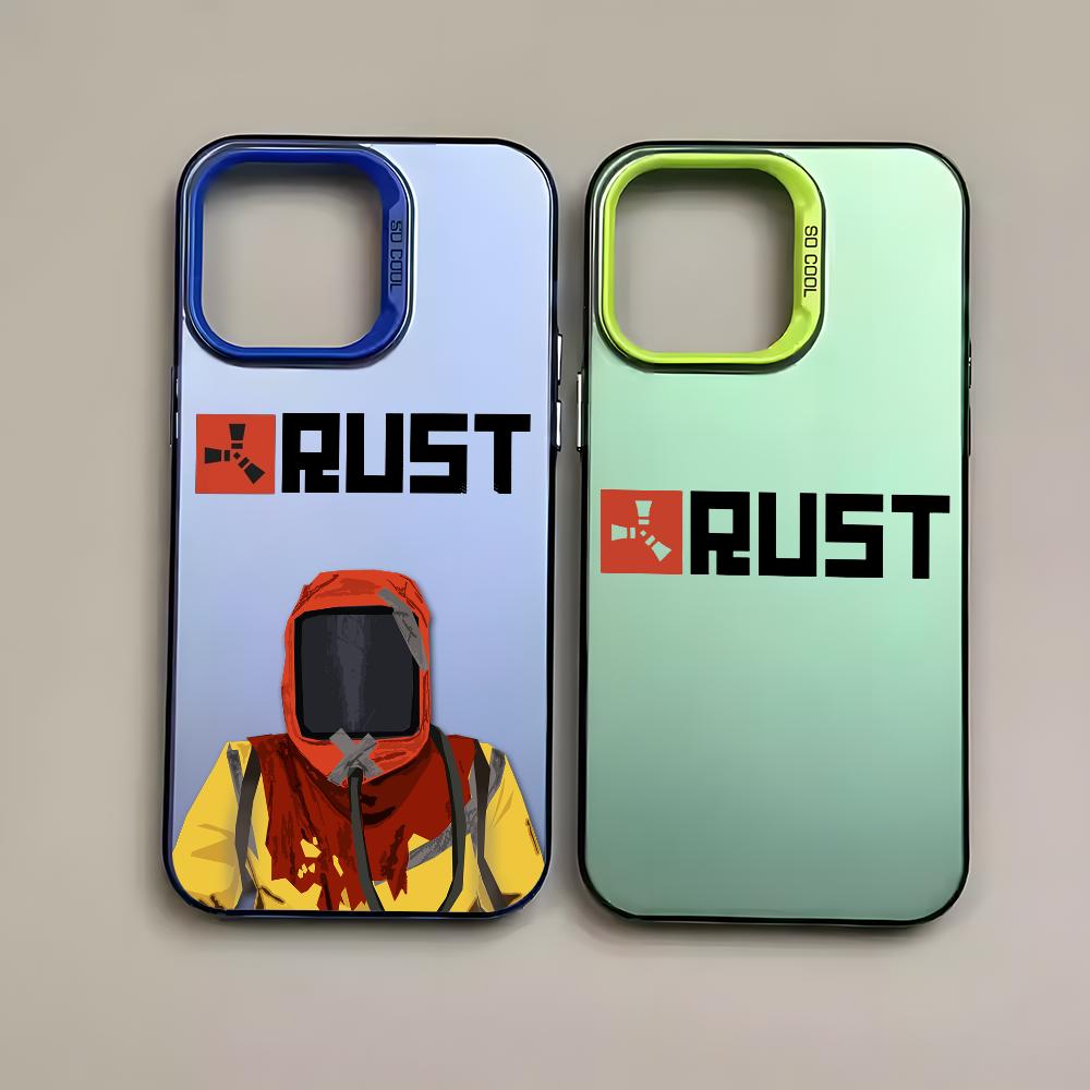 Крутой чехол для телефона R-RUST для iPhone 16 15 14 13 12 11 Pro Max Черный Матовый Разноцветный Лазерный Металлик Аврора