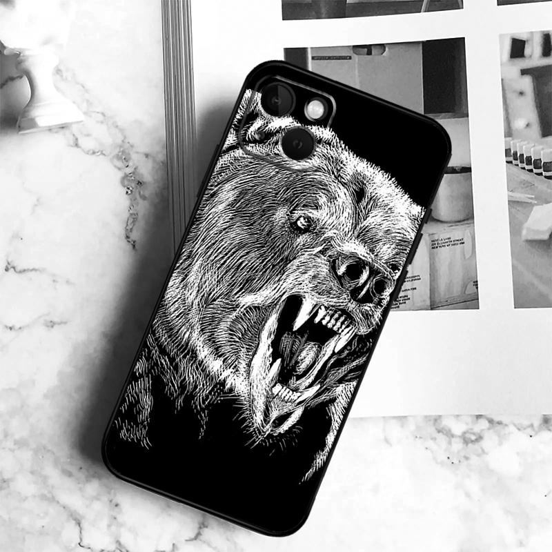 Cartoon Grizzly Bear Phone Case For iPhone 17 16 14 13 12 11 15 Pro Max Plus 12 13 Mini 16e 17 Air Cover Coque