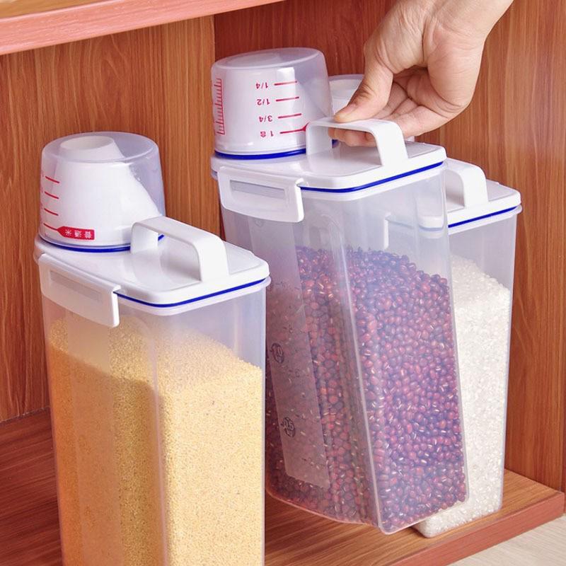 Japanese Transparent Sealed Grain Storage Jar for Kitchen