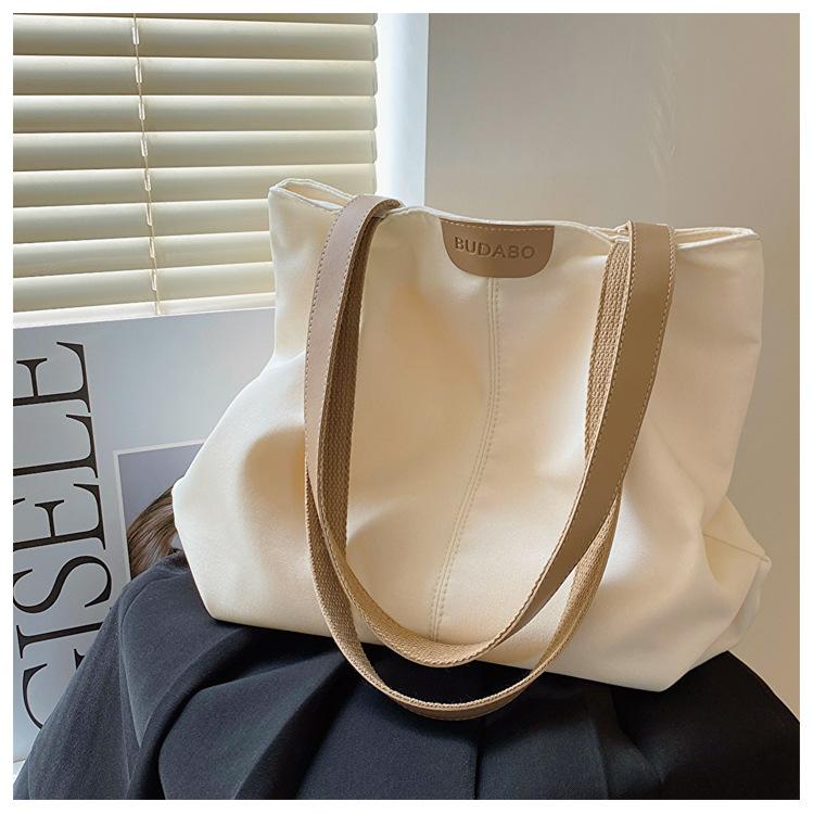 Однотонная большая вместительная холщовая сумка-тоут для женщин, новая японская сумка через плечо для студентов колледжей