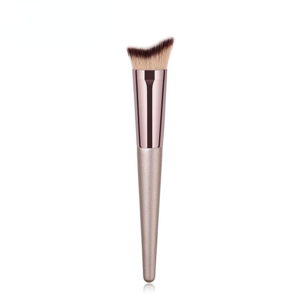 Champagne Color Makeup Brush for Women Face Basic Foundation Flame Cone Powder Flat Head Makeup Brush Tools Cosmetic Brush Set