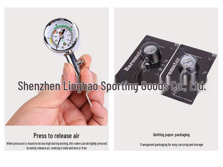 Металлический манометр для футбола, баскетбола, волейбола со съемной иглой