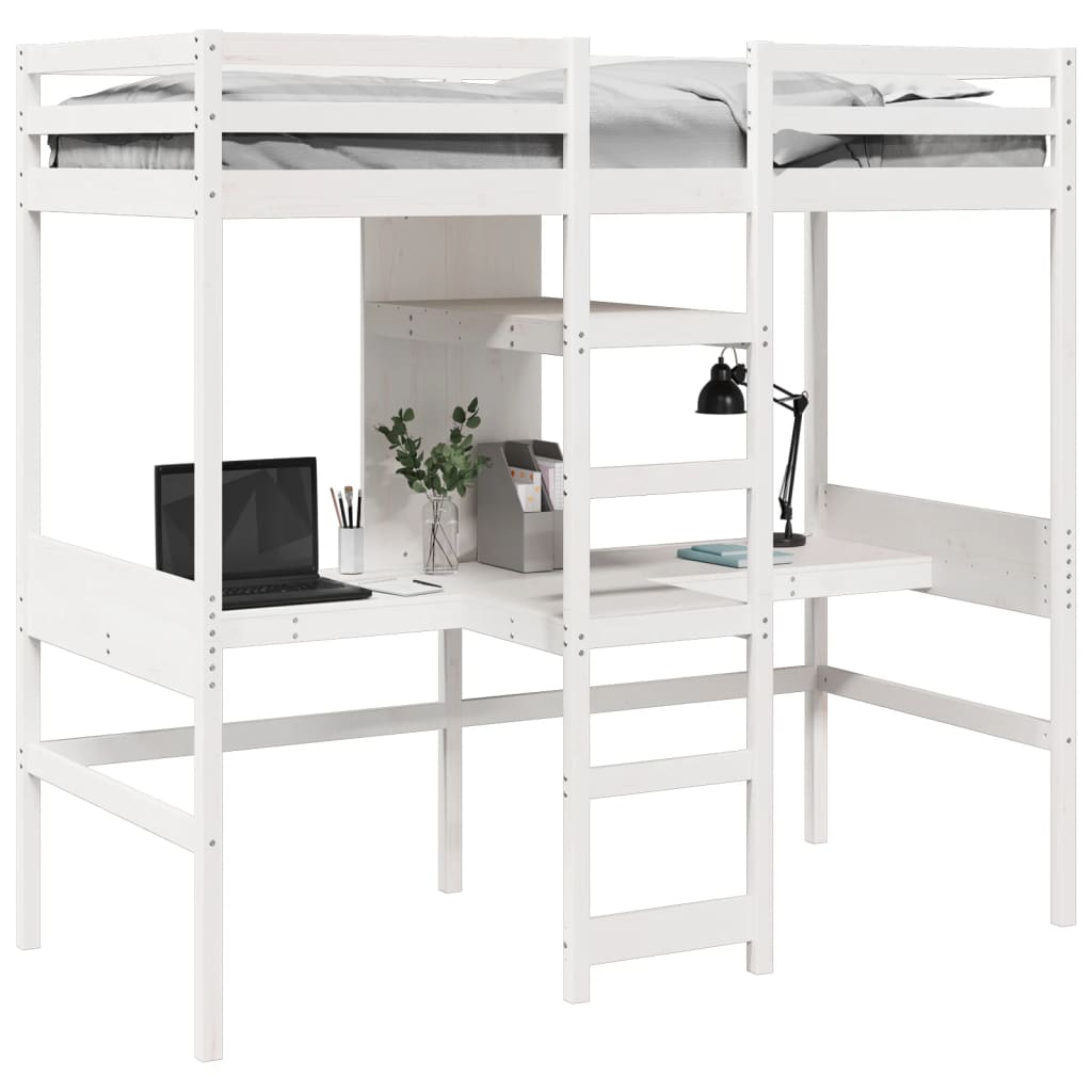 High Bed without Mattress White 80x200 cm Solid Pine Wood